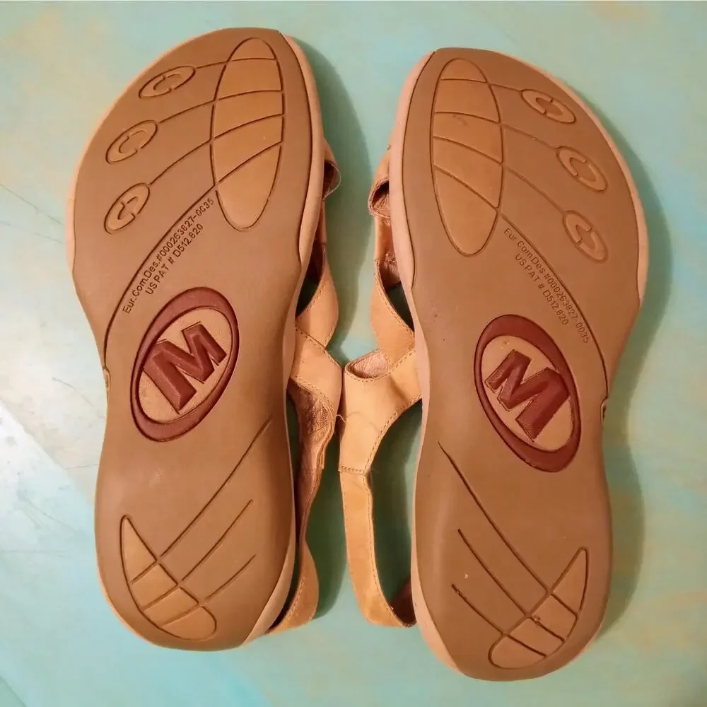 Merrell Agave Tan Leather Crisscross Slingback Sandals Women's Footwear SZ 8